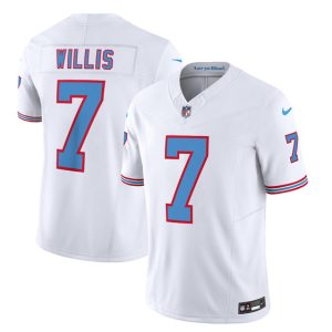 Men's Tennessee Titans #7 Malik Willis White 2023 F.U.S.E. Vapor Limited Throwback Stitched Football Jersey - Custom Name