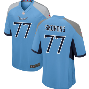 Men's Tennessee Titans #77 Peter Skoronski Blue 2023 Draft Stitched Game Jersey - Custom Name