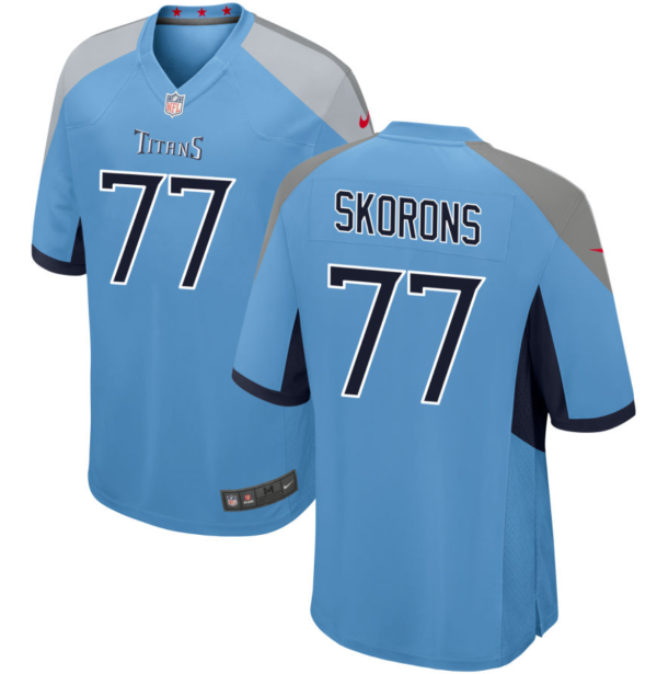 Men's Tennessee Titans #77 Peter Skoronski Blue 2023 Draft Stitched Game Jersey - Custom Name