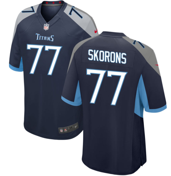 Men's Tennessee Titans #77 Peter Skoronski Navy 2023 Draft Stitched Game Jersey - Custom Name