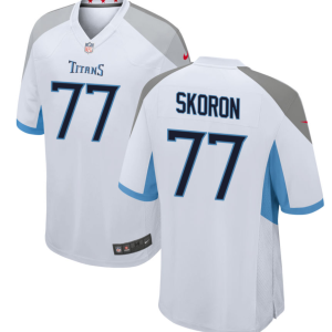 Men's Tennessee Titans #77 Peter Skoronski White 2023 Draft Stitched Game Jersey - Custom Name