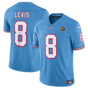 Men's Tennessee Titans #8 Will Levis Blue 2023 F.U.S.E. Throwback With John Madden Patch Vapor Limited Stitched Football Jersey - Custom Name