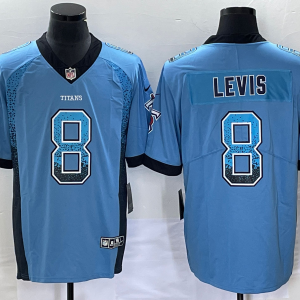 Men's Tennessee Titans #8 Will Levis Blue Drift Fashion Color Rush Limited Stitched Jersey - Custom Name