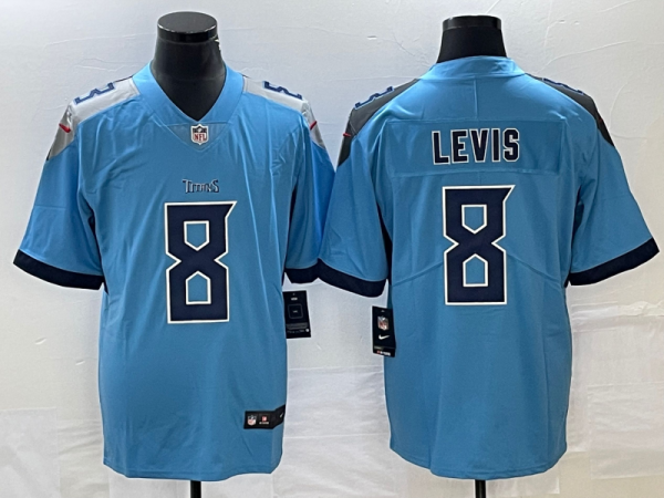 Men's Tennessee Titans #8 Will Levis Blue Vapor Untouchable Stitched Jersey - Custom Name