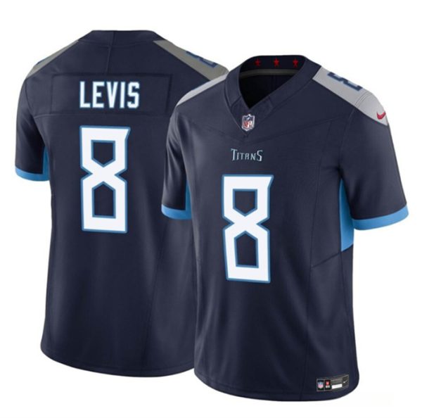 Men's Tennessee Titans #8 Will Levis Navy 2023 F.U.S.E. Vapor Limited Throwback Stitched Football Jersey - Custom Name