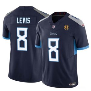 Men's Tennessee Titans #8 Will Levis Navy 2023 F.U.S.E. With John Madden Patch Vapor Limited Stitched Football Jersey - Custom Name
