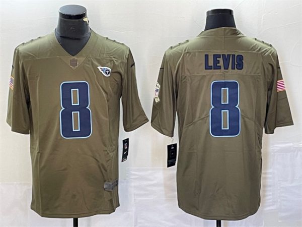 Men's Tennessee Titans #8 Will Levis Olive 2017 Salute To Service Limited Stitched Jersey1 - Custom Name