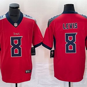 Men's Tennessee Titans #8 Will Levis Red Vapor Untouchable Stitched Jersey - Custom Name
