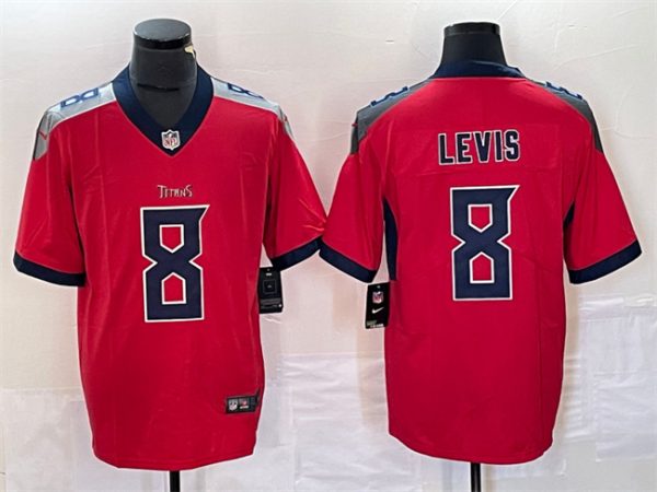 Men's Tennessee Titans #8 Will Levis Red Vapor Untouchable Stitched Jersey - Custom Name