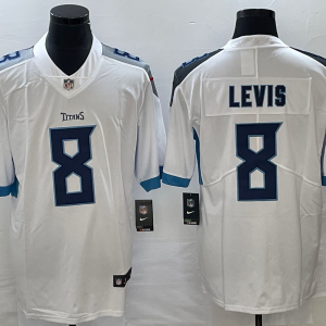 Men's Tennessee Titans #8 Will Levis White Vapor Untouchable Stitched Jersey - Custom Name