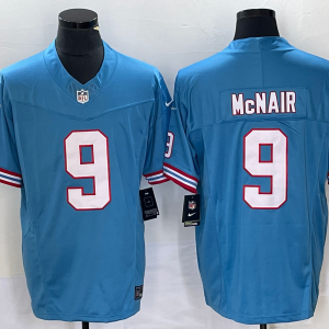 Men's Tennessee Titans #9 Steve McNair Light Blue 2023 F.U.S.E. Vapor Limited Throwback Stitched Football Jersey - Custom Name