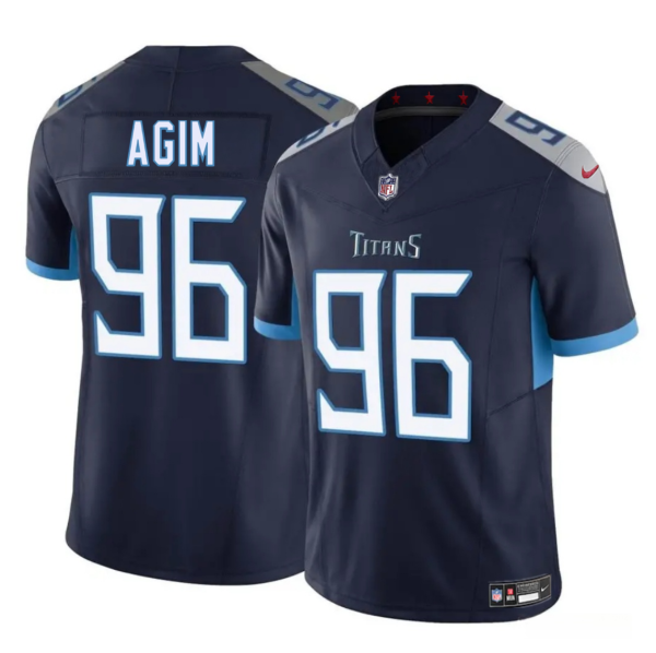 Men's Tennessee Titans #96 McTelvin Agim Navy 2025 F.U.S.E. Vapor Limited Stitched Football Jersey - Custom Name