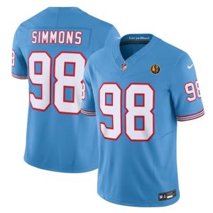 Men's Tennessee Titans #98 Jeffery Simmons Blue 2023 F.U.S.E. Throwback With John Madden Patch Vapor Limited Stitched Football Jersey - Custom Name