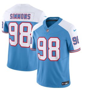 Men's Tennessee Titans #98 Jeffery Simmons Blue White 2023 F.U.S.E. Vapor Limited Throwback Stitched Football Jersey - Custom Name