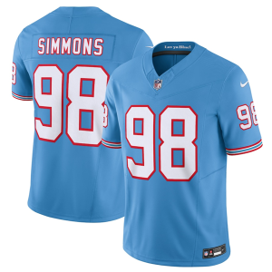 Men's Tennessee Titans #98 Jeffery Simmons Light Blue 2023 F.U.S.E. Vapor Limited Throwback Stitched Football Jersey - Custom Name
