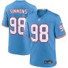 Men's Tennessee Titans #98 Jeffery Simmons Light Blue Throwback Player Stitched Game Jersey - Custom Name