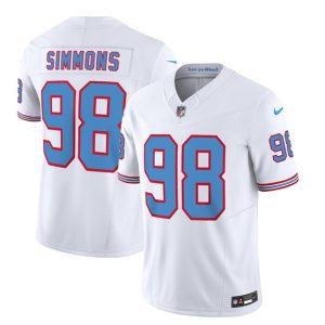 Men's Tennessee Titans #98 Jeffery Simmons White 2023 F.U.S.E. Vapor Limited Throwback Stitched Football Jersey - Custom Name