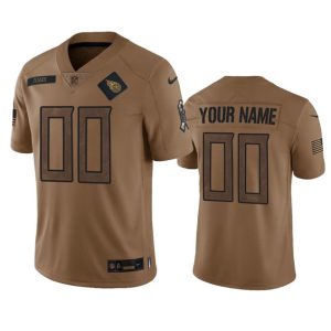 Men's Tennessee Titans Active Player Custom Brown 2023 Salute To Service Stitched Football Jersey - Custom Name