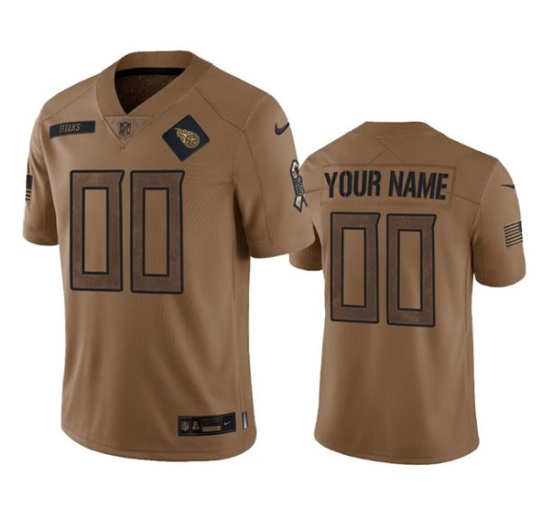 Men's Tennessee Titans Active Player Custom Brown 2023 Salute To Service Stitched Football Jersey - Custom Name