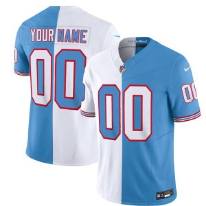 Men's Tennessee Titans Active Player Custom White Blue 2023 F.U.S.E. Split Vapor Limited Throwback Stitched Football Jersey - Custom Name