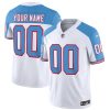 Men's Tennessee Titans Active Player Custom White Blue 2023 F.U.S.E. Vapor Limited Throwback Stitched Football Jersey - Custom Name