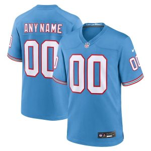 Men's Tennessee Titans Customized Light Blue Oilers Throwback Stitched Game Jersey - Custom Name