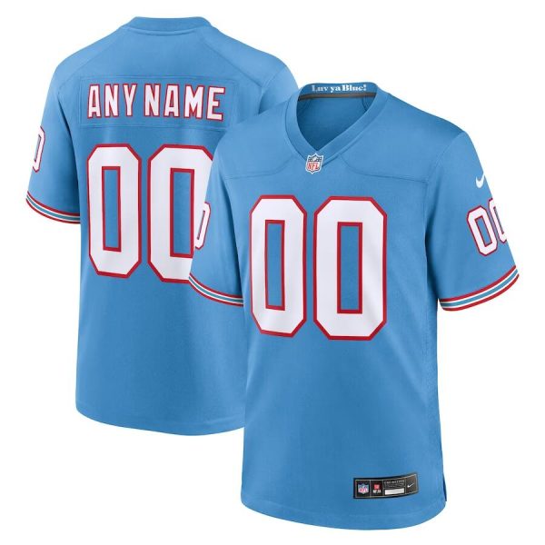 Men's Tennessee Titans Customized Light Blue Oilers Throwback Stitched Game Jersey - Custom Name