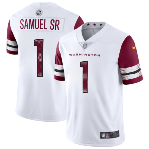Men's Washington Commanders #1 Deebo Samuel Sr White 2025 Vapor Limited Stitched Football Jersey - Custom Name