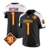 Men's Washington Commanders #1 Jahan Dotson Black White 2023 F.U.S.E. 90th Anniversary Vapor Limited Stitched Football Jersey - Custom Name