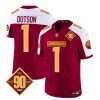 Men's Washington Commanders #1 Jahan Dotson Burgundy White 2023 F.U.S.E. 90th Anniversary Vapor Limited Stitched Football Jersey - Custom Name