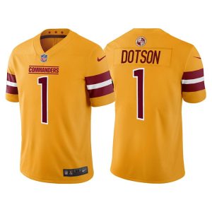 Men's Washington Commanders #1 Jahan Dotson Gold Vapor Untouchable Stitched Football Jersey - Custom Name
