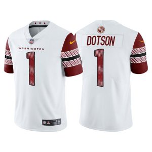 Men's Washington Commanders #1 Jahan Dotson White Vapor Untouchable Stitched Football Jersey - Custom Name