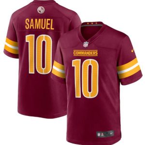 Men's Washington Commanders #10 Curtis Samuel 2022 Burgundy Game Stitched Jersey - Custom Name
