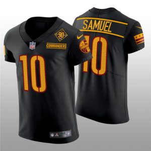 Men's Washington Commanders #10 Curtis Samuel 90th Anniversary Black Elite Stitched Jersey - Custom Name
