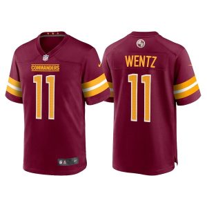 Men's Washington Commanders #11 Carson Wentz 2022 Burgundy Game Stitched Jersey - Custom Name