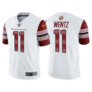 Men's Washington Commanders #11 Carson Wentz 2022 White Vapor Untouchable Stitched Jersey - Custom Name