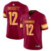 Men's Washington Commanders #12 Jacoby Brissett Burgundy 2023 F.U.S.E. Vapor Limited Stitched Football Jersey - Custom Name