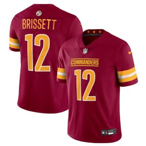 Men's Washington Commanders #12 Jacoby Brissett Burgundy 2023 F.U.S.E. Vapor Limited Stitched Football Jersey - Custom Name