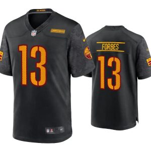 Men's Washington Commanders #13 Emmanuel Forbes Black Stitched Game Jersey - Custom Name