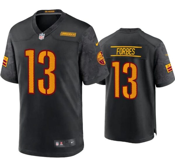 Men's Washington Commanders #13 Emmanuel Forbes Black Stitched Game Jersey - Custom Name
