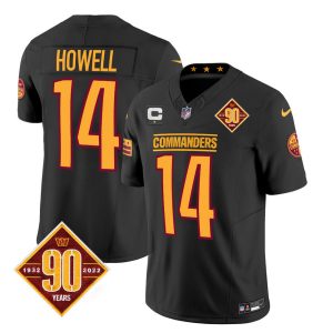 Men's Washington Commanders #14 Sam Howell Black 2023 F.U.S.E. 90th Anniversary Vapor Limited Stitched Football Jersey - Custom Name