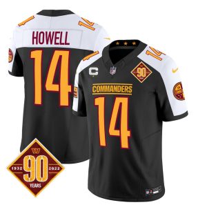 Men's Washington Commanders #14 Sam Howell Black White 2023 F.U.S.E. 90th AnniversaryVapor Limited Stitched Football Jersey - Custom Name