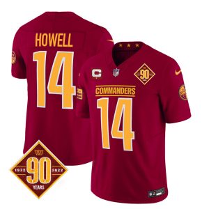 Men's Washington Commanders #14 Sam Howell Burgundy 2023 F.U.S.E. 90th Anniversary Vapor Limited Stitched Football Jersey - Custom Name