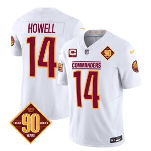 Men's Washington Commanders #14 Sam Howell White 2023 F.U.S.E. 90th Anniversary Vapor Limited Stitched Football Jersey - Custom Name