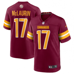 Men's Washington Commanders #17 Terry McLaurin 2022 Burgundy Commanders Game Stitched Jersey - Custom Name