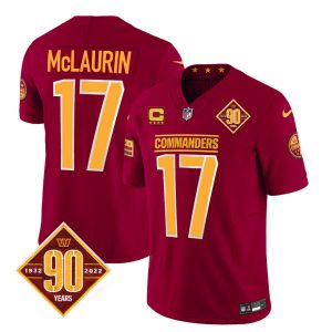 Men's Washington Commanders #17 Terry McLaurin Burgundy 2023 F.U.S.E. 90th Anniversary Vapor Limited Stitched Football Jersey - Custom Name