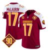 Men's Washington Commanders #17 Terry McLaurin Burgundy White 2023 F.U.S.E. 90th Anniversary Vapor Limited Stitched Football Jersey - Custom Name
