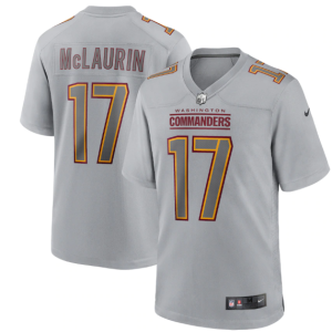 Men's Washington Commanders #17 Terry McLaurin Grey Atmosphere Fashion Stitched Game Jersey - Custom Name