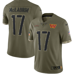 Men's Washington Commanders #17 Terry McLaurin Olive 2022 Salute To Service Limited Stitched Jersey - Custom Name