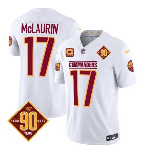 Men's Washington Commanders #17 Terry McLaurin White 2023 F.U.S.E. 90th Anniversary Vapor Limited Stitched Football Jersey - Custom Name